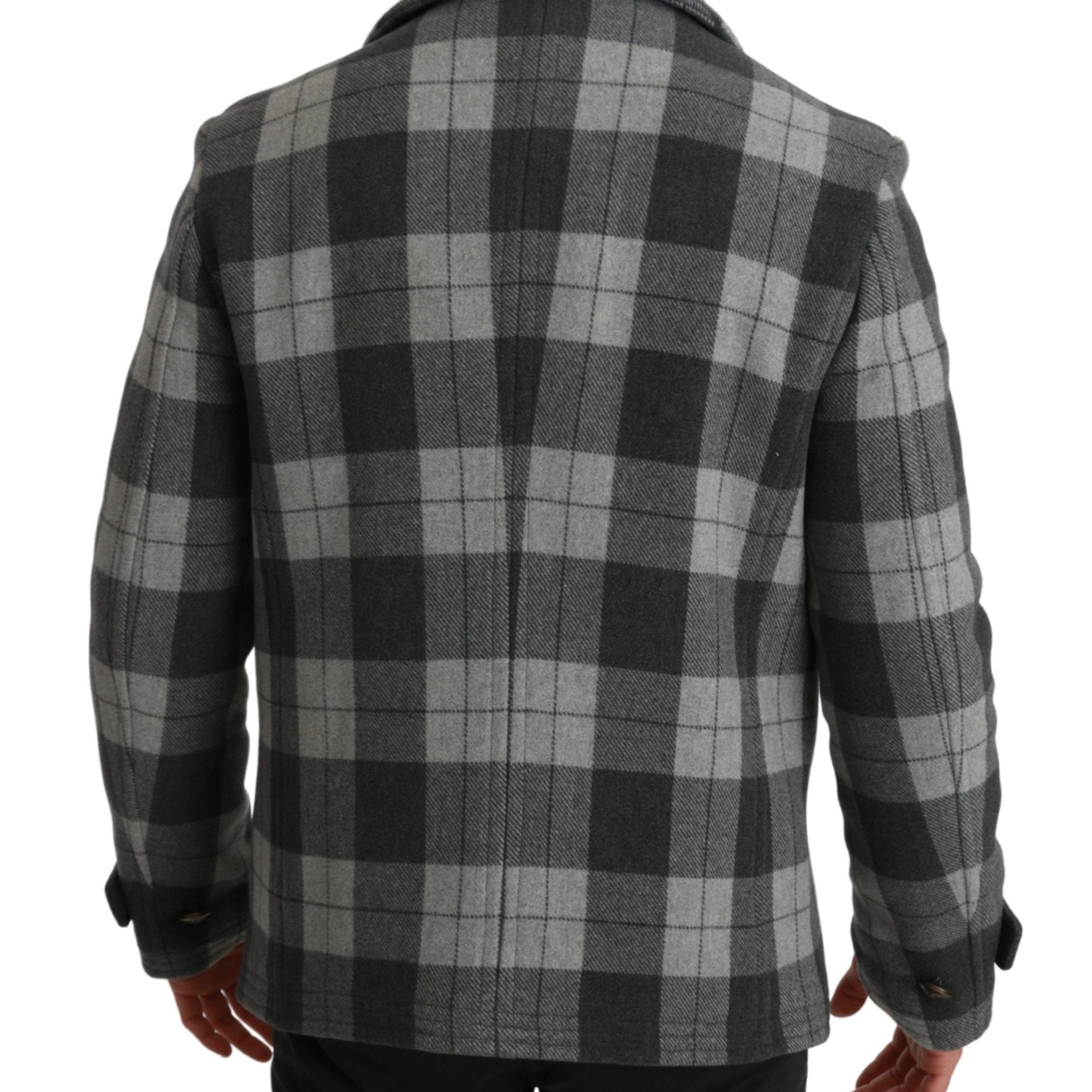 Dolce & Gabbana Gray Check Wool Cashmere Coat Jacket