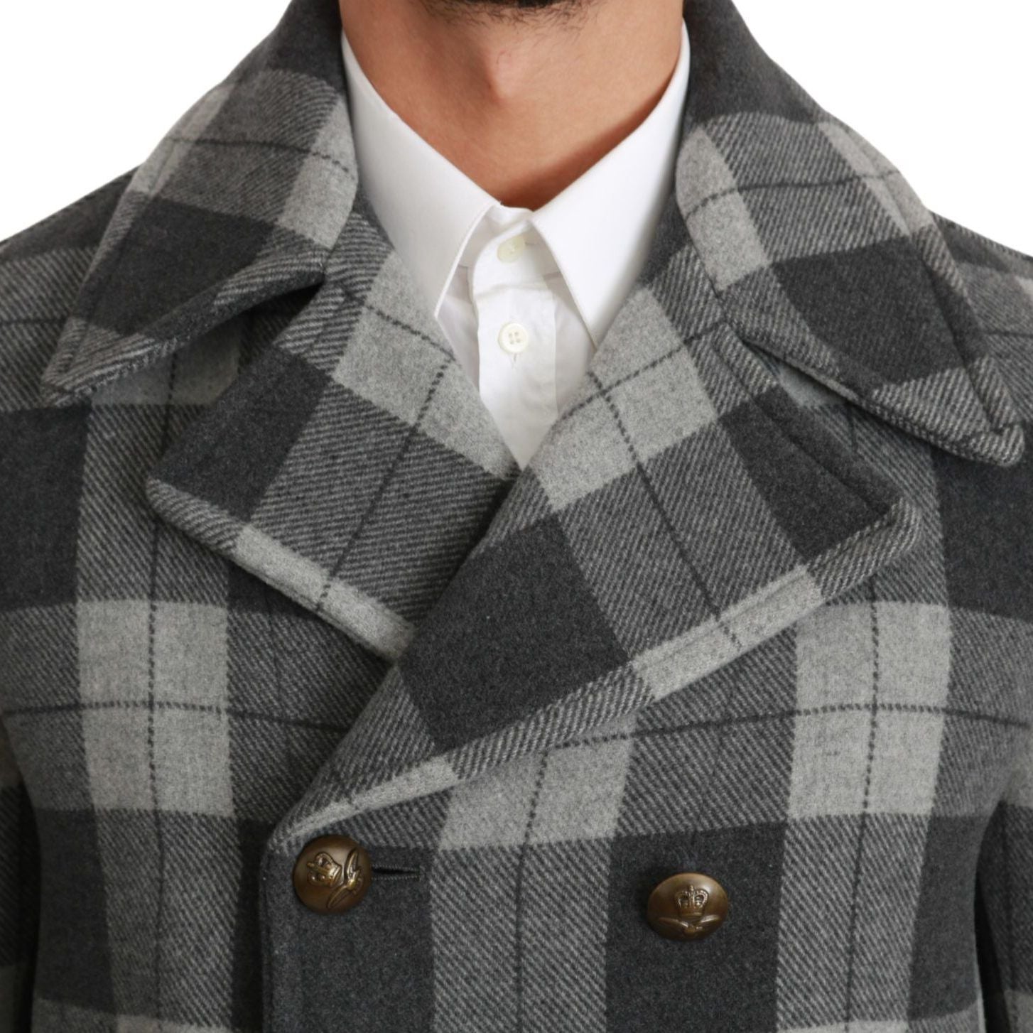 Dolce & Gabbana Gray Check Wool Cashmere Coat Jacket