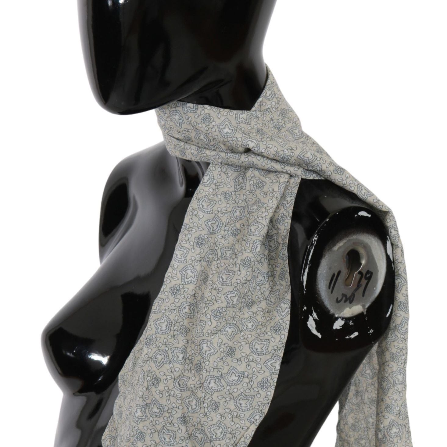 Ermanno Scervino Cotton Beige Blue Fantasy Print Scarf