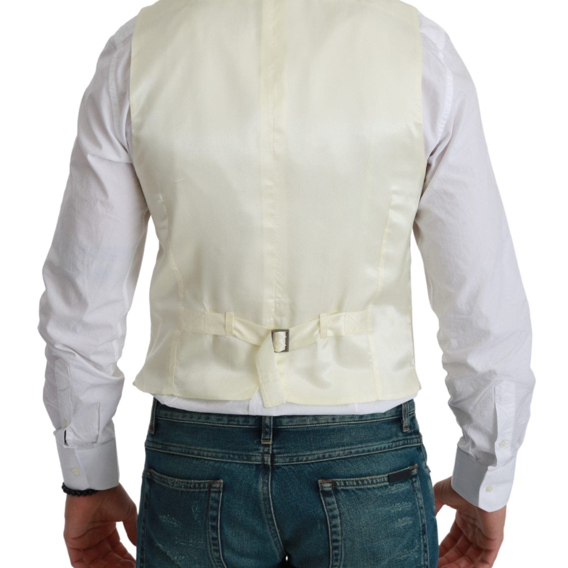 Dolce & Gabbana White Waistcoat Formal Wool Vest
