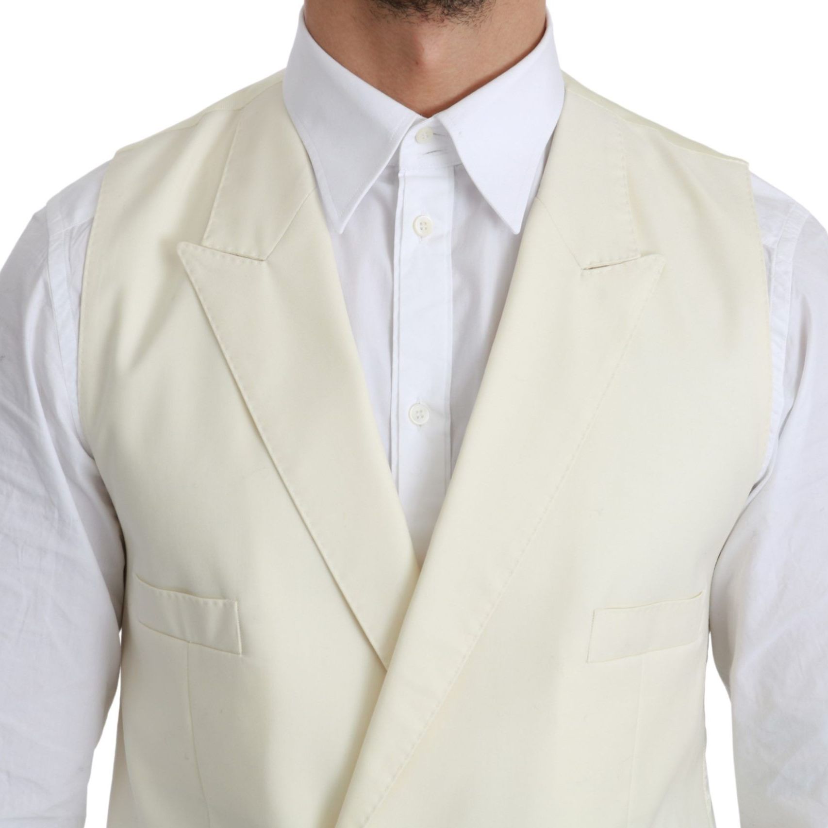 Dolce & Gabbana White Waistcoat Formal Wool Vest