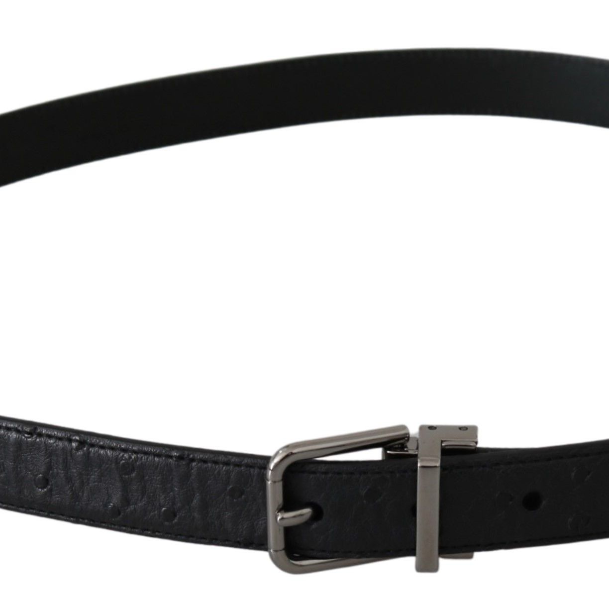 Dolce & Gabbana Black Exotic Skin Pattern Silver Buckle Belt