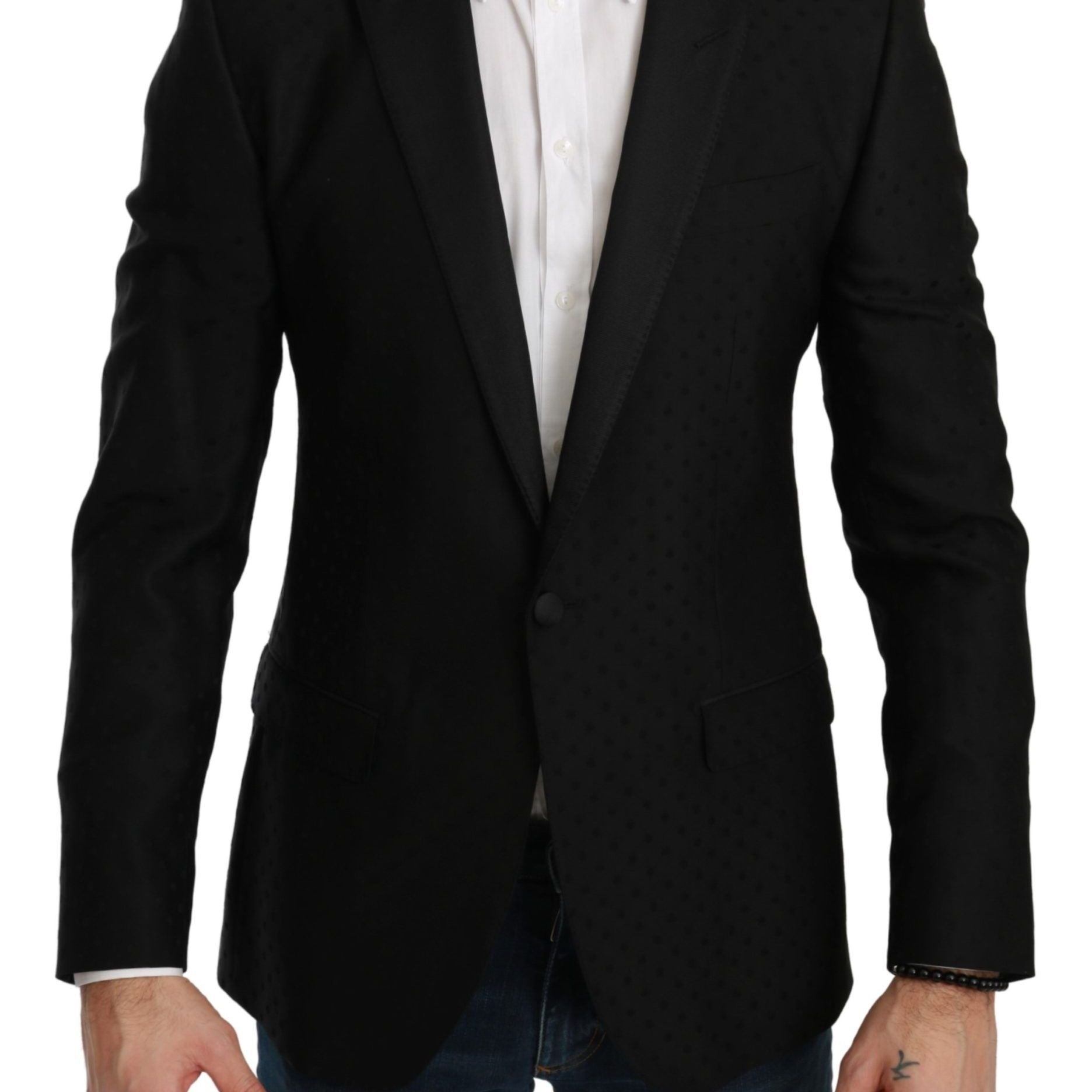 Dolce & Gabbana Black Slim Fit Coat Jacket MARTINI Blazer