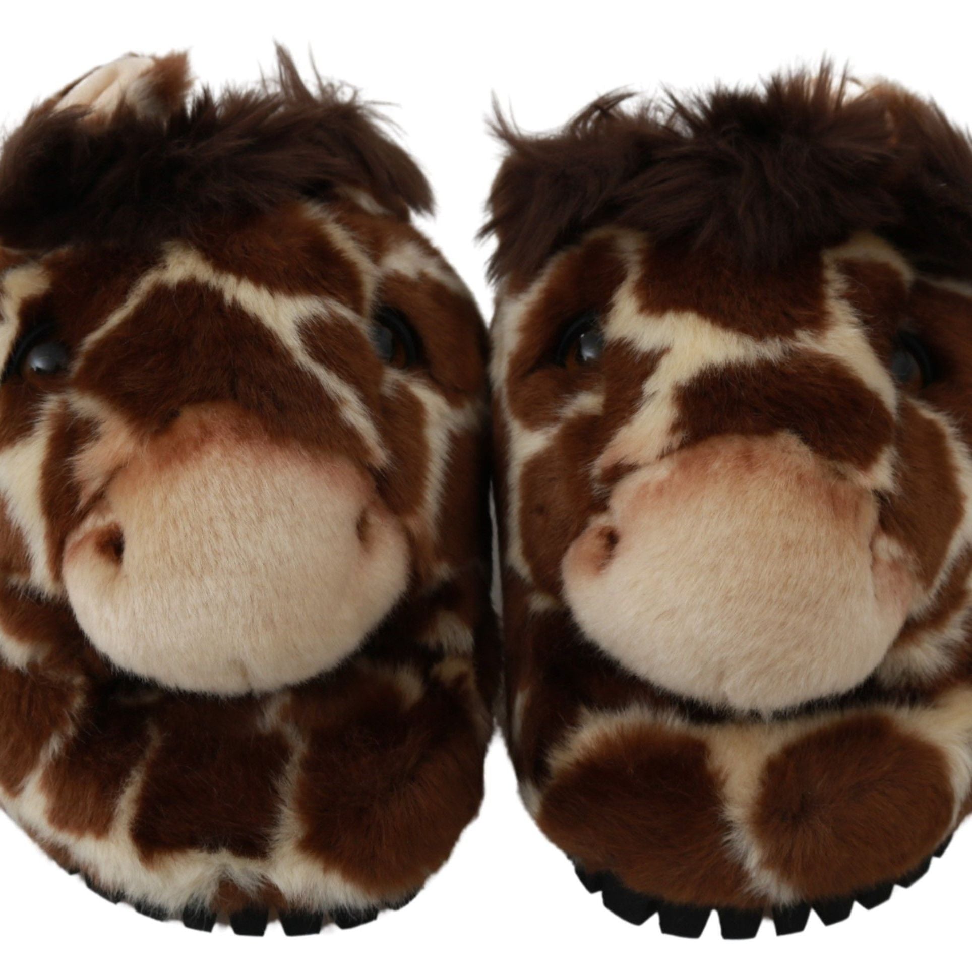 Dolce & Gabbana Brown Giraffe Slippers Flats Sandals Shoes