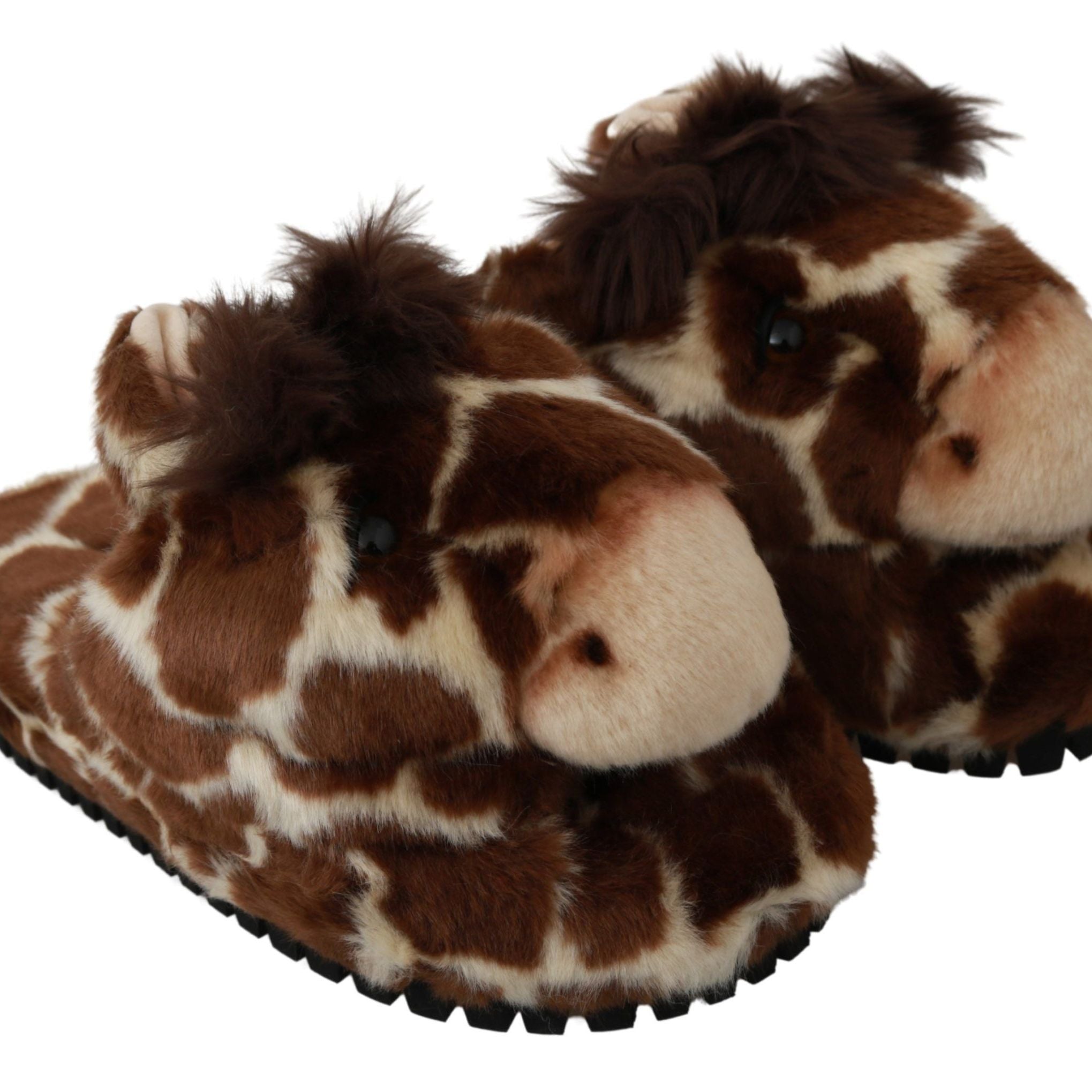 Dolce & Gabbana Brown Giraffe Slippers Flats Sandals Shoes