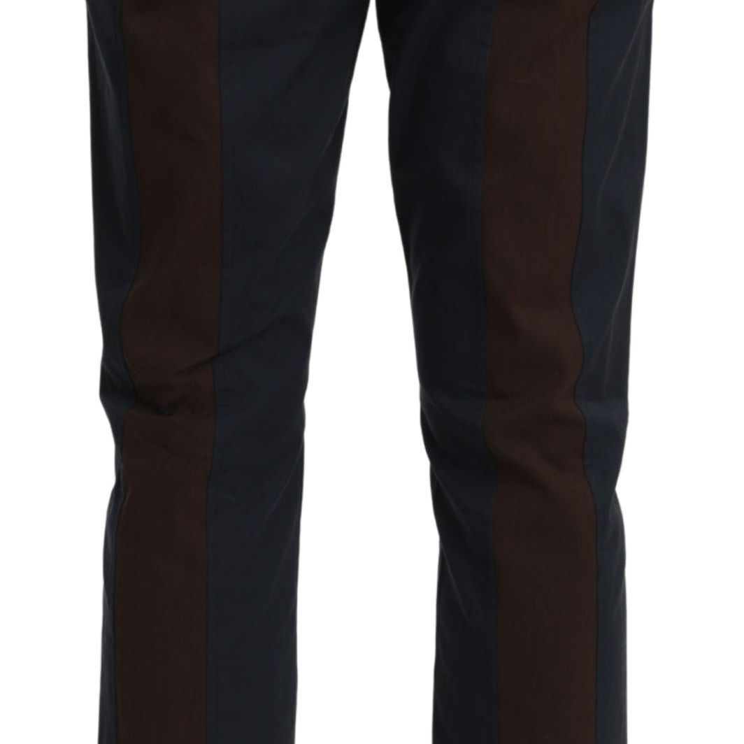 Dolce & Gabbana Brown Stripes Cropped Trousers Pants