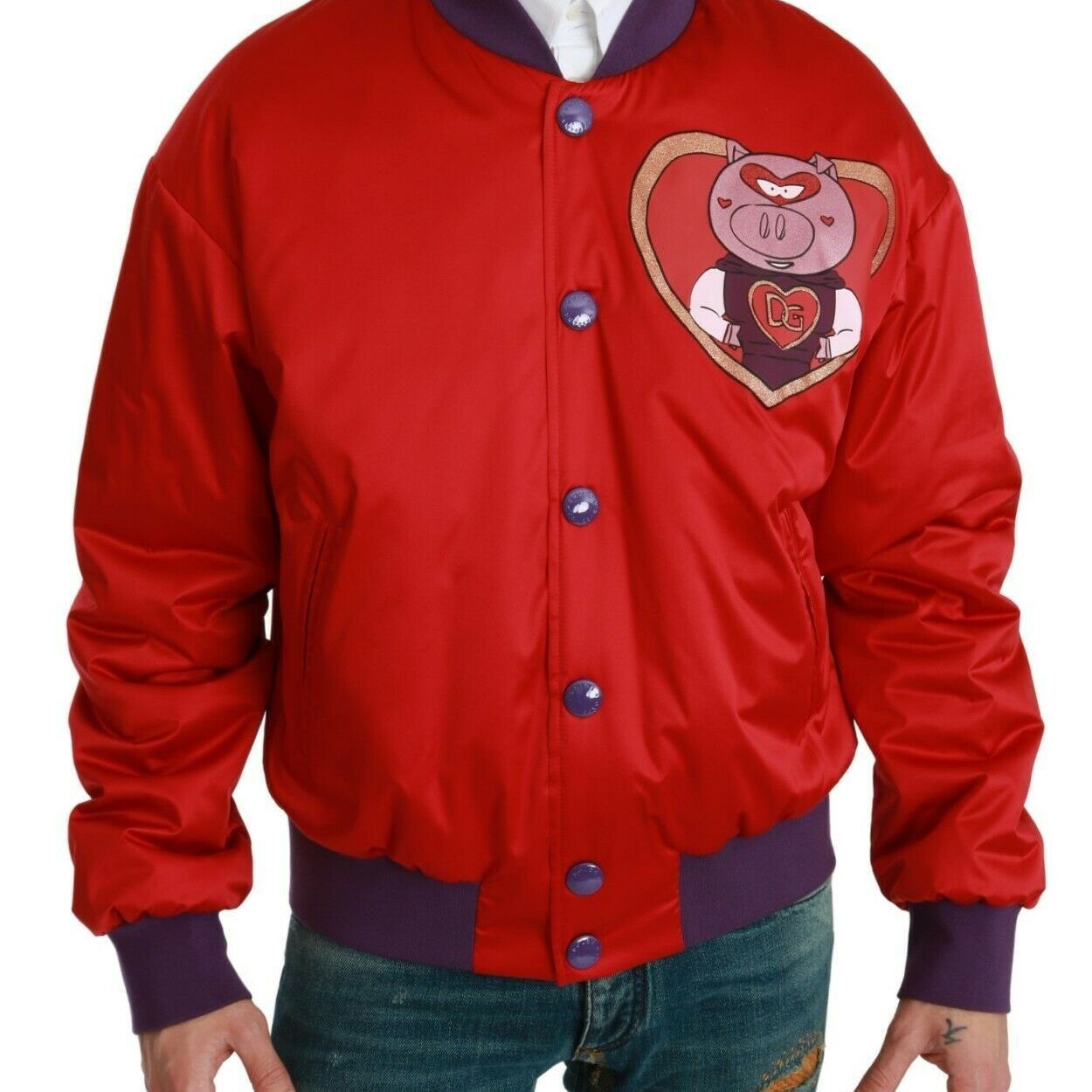 Dolce & Gabbana Red YEAR OF THE PIG Bomber Jacket