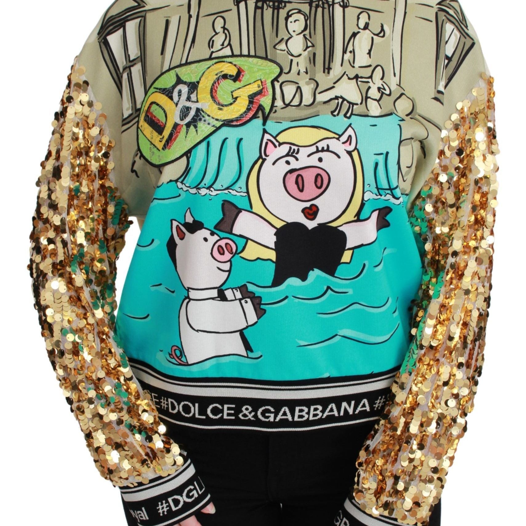 Dolce & Gabbana Year of the Pig Sequined Top Sweater