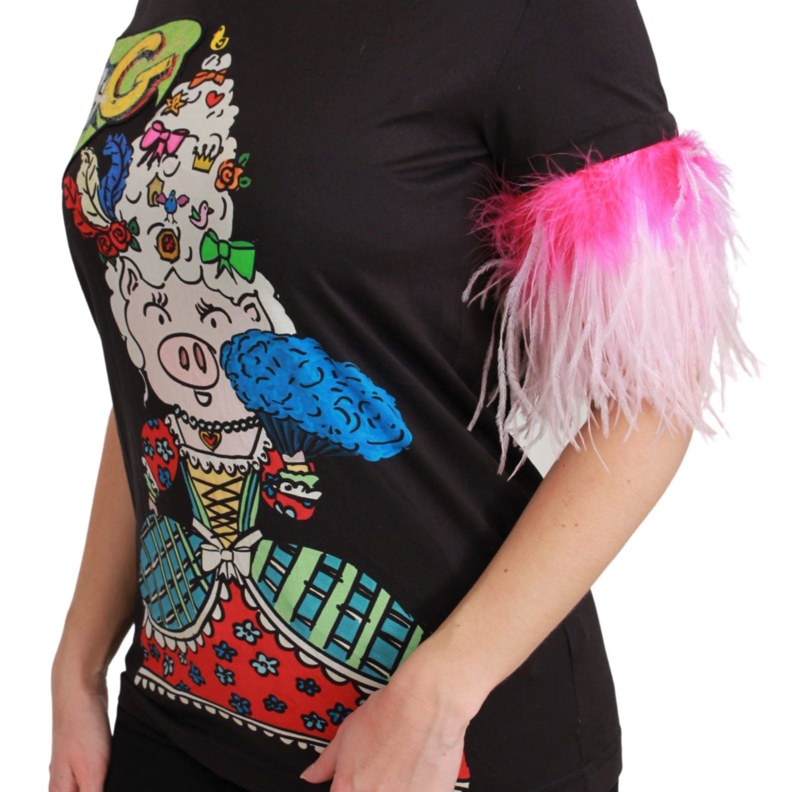 Dolce & Gabbana Black YEAR OF THE PIG Top Cotton T-shirt