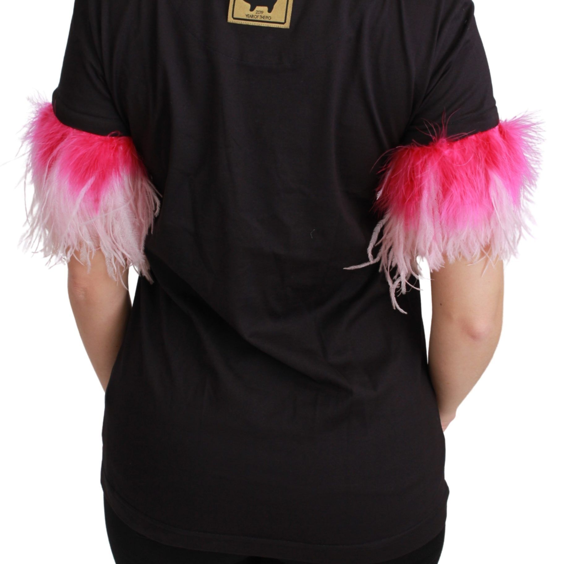 Dolce & Gabbana Black YEAR OF THE PIG Top Cotton T-shirt