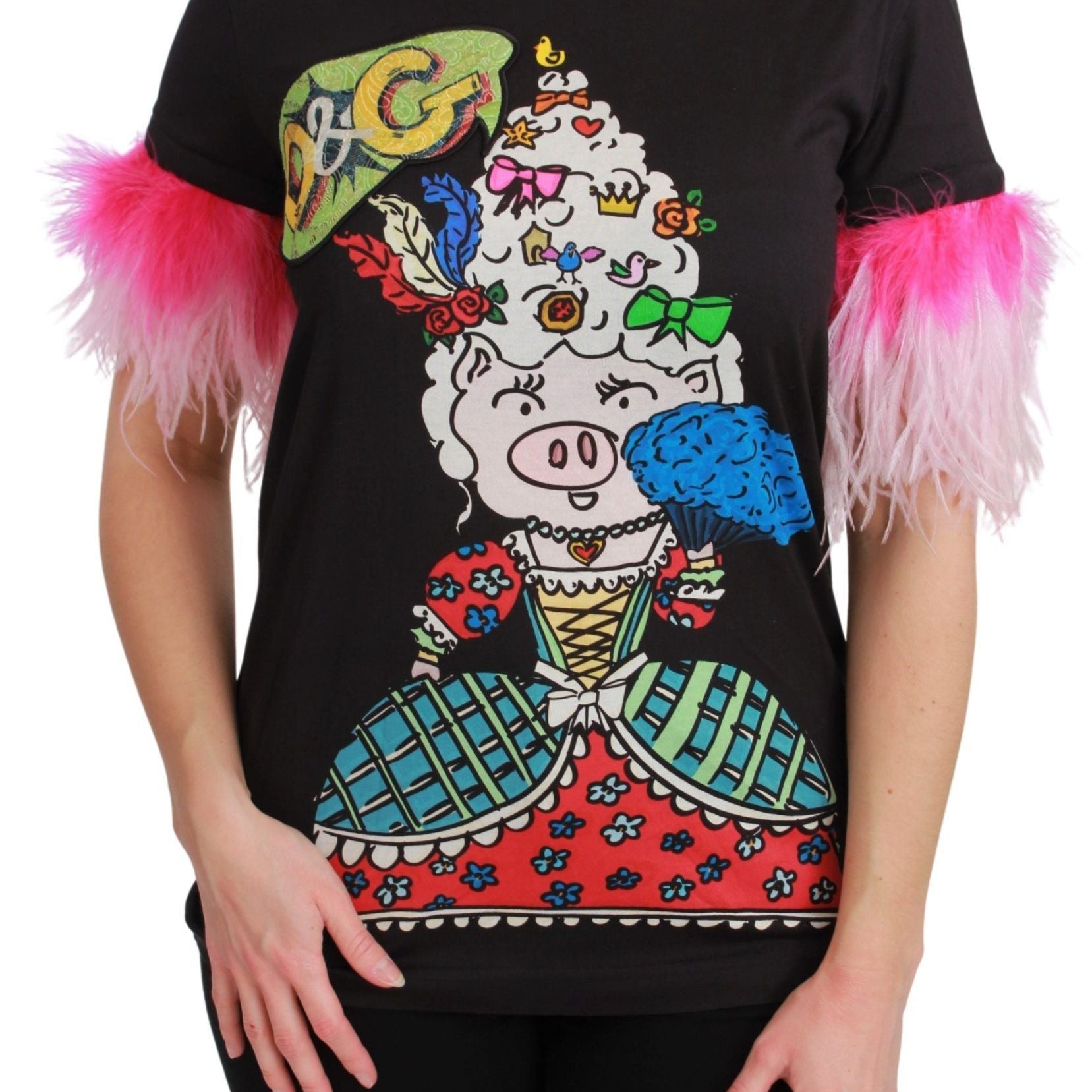 Dolce & Gabbana Black YEAR OF THE PIG Top Cotton T-shirt