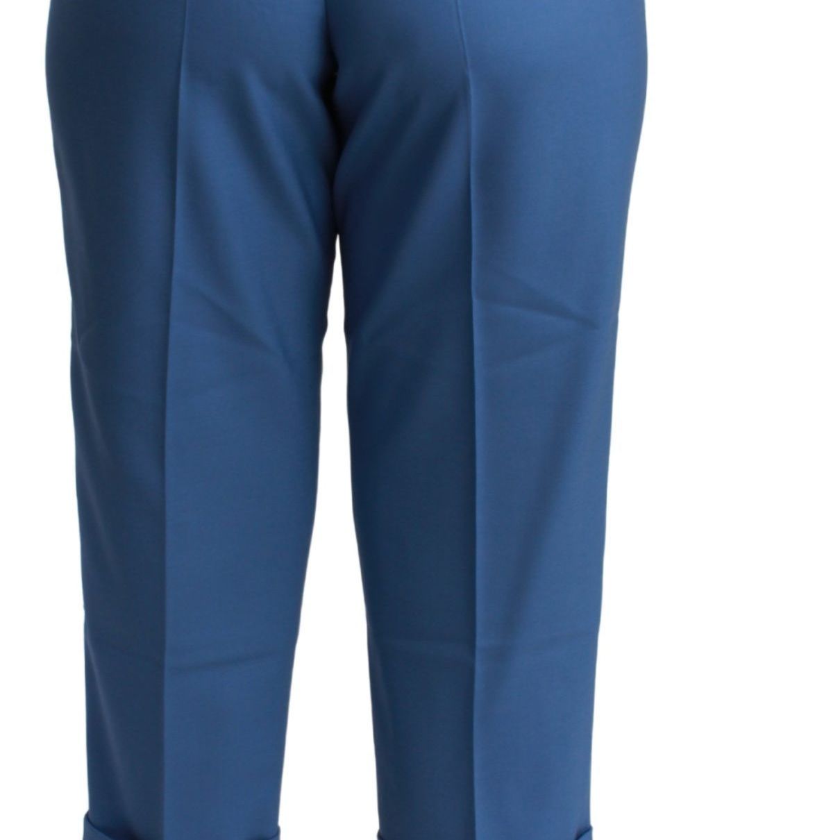 Dolce & Gabbana Blue Pleated Wool Cuffed Cropped Trouser Pants