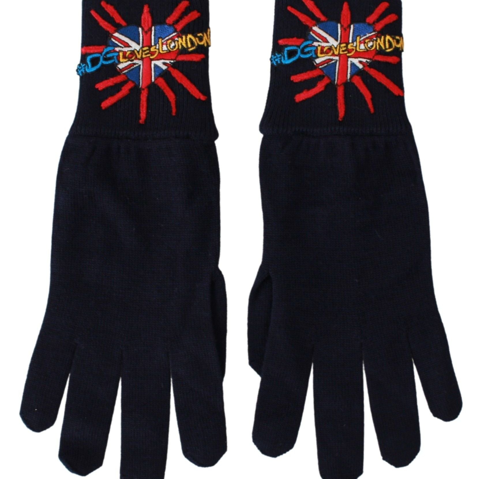 Dolce & Gabbana Blue #DGLovesLondon Embroidered Wool Gloves