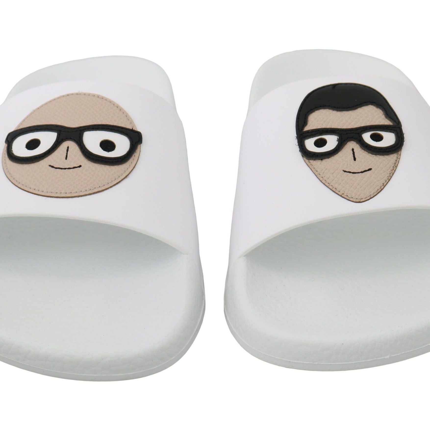 Dolce & Gabbana White Leather #dgfamily Slides Shoes Sandals