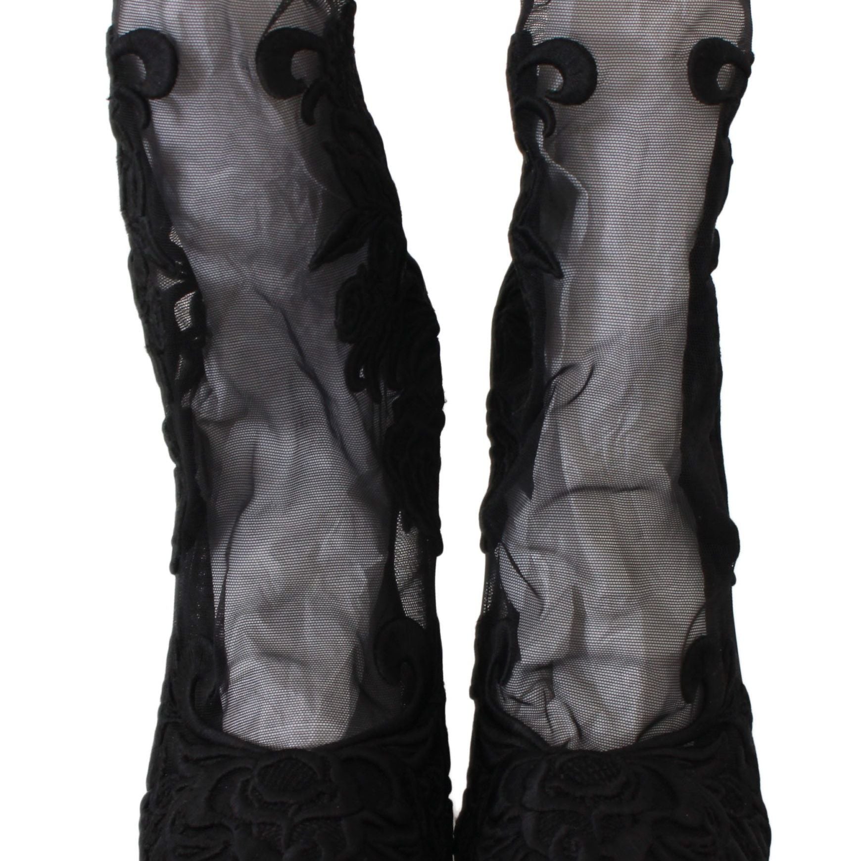 Dolce & Gabbana Black Roses Stilettos Booties Socks Shoes