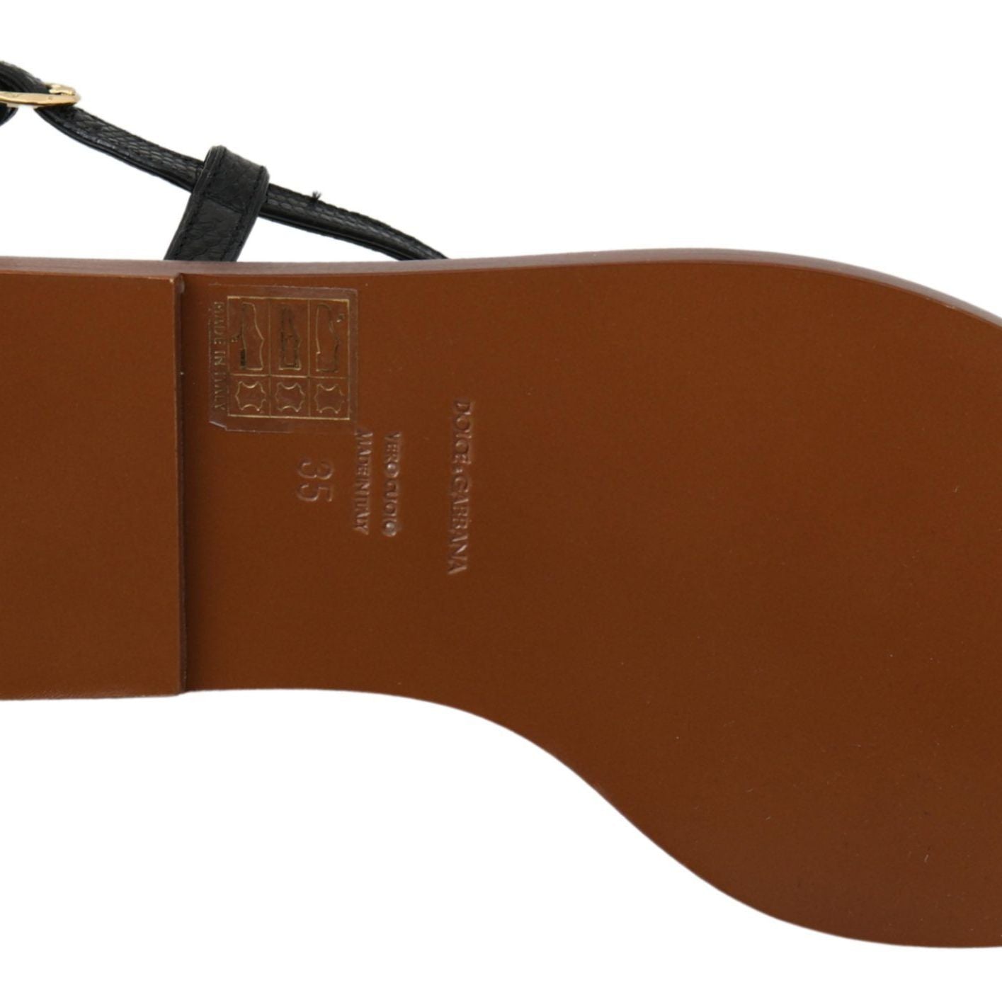 Dolce & Gabbana Black Leather Coins Flip Flops Sandals Shoes