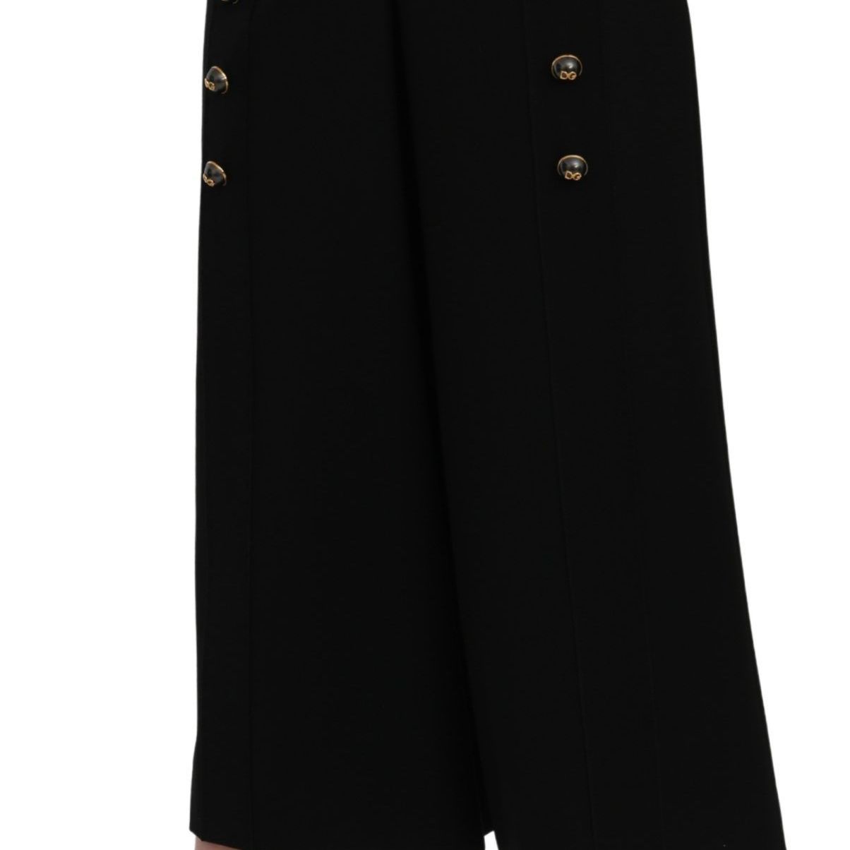 Dolce & Gabbana Black High Waist Wide Leg Cropped Pants