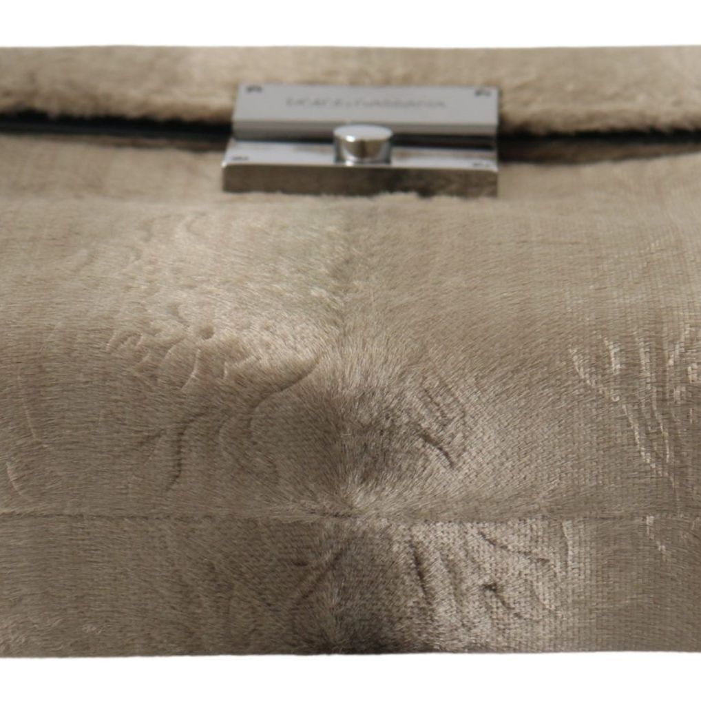 Dolce & Gabbana Beige Velvet Floral Leather Men Document Briefcase