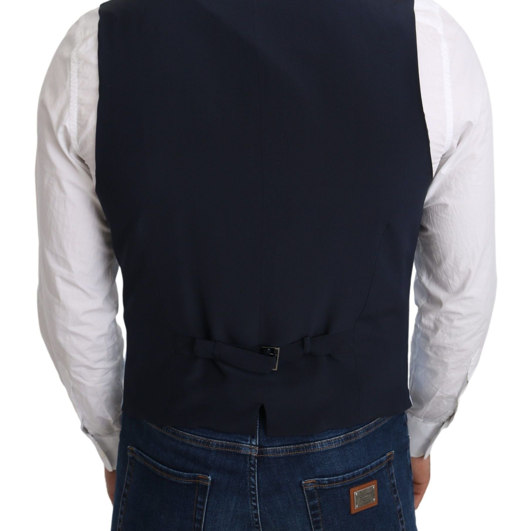 Dolce & Gabbana Blue Viscose Stretch Formal Coat Vest