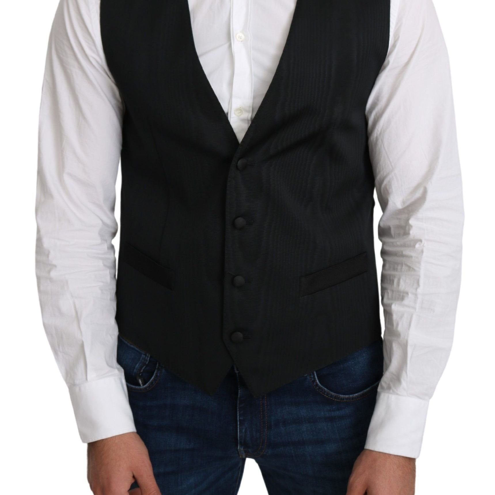 Dolce & Gabbana Gray 100% Silk Formal Coat Vest