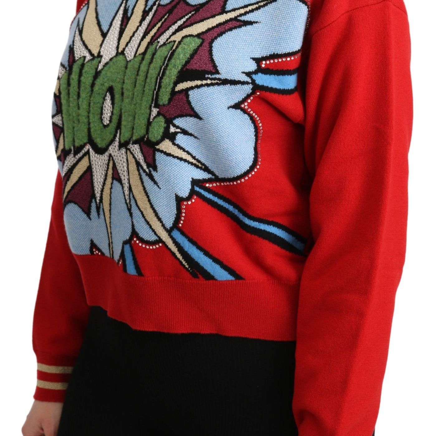 Dolce & Gabbana Red Knitted Cashmere Cartoon Top Sweater