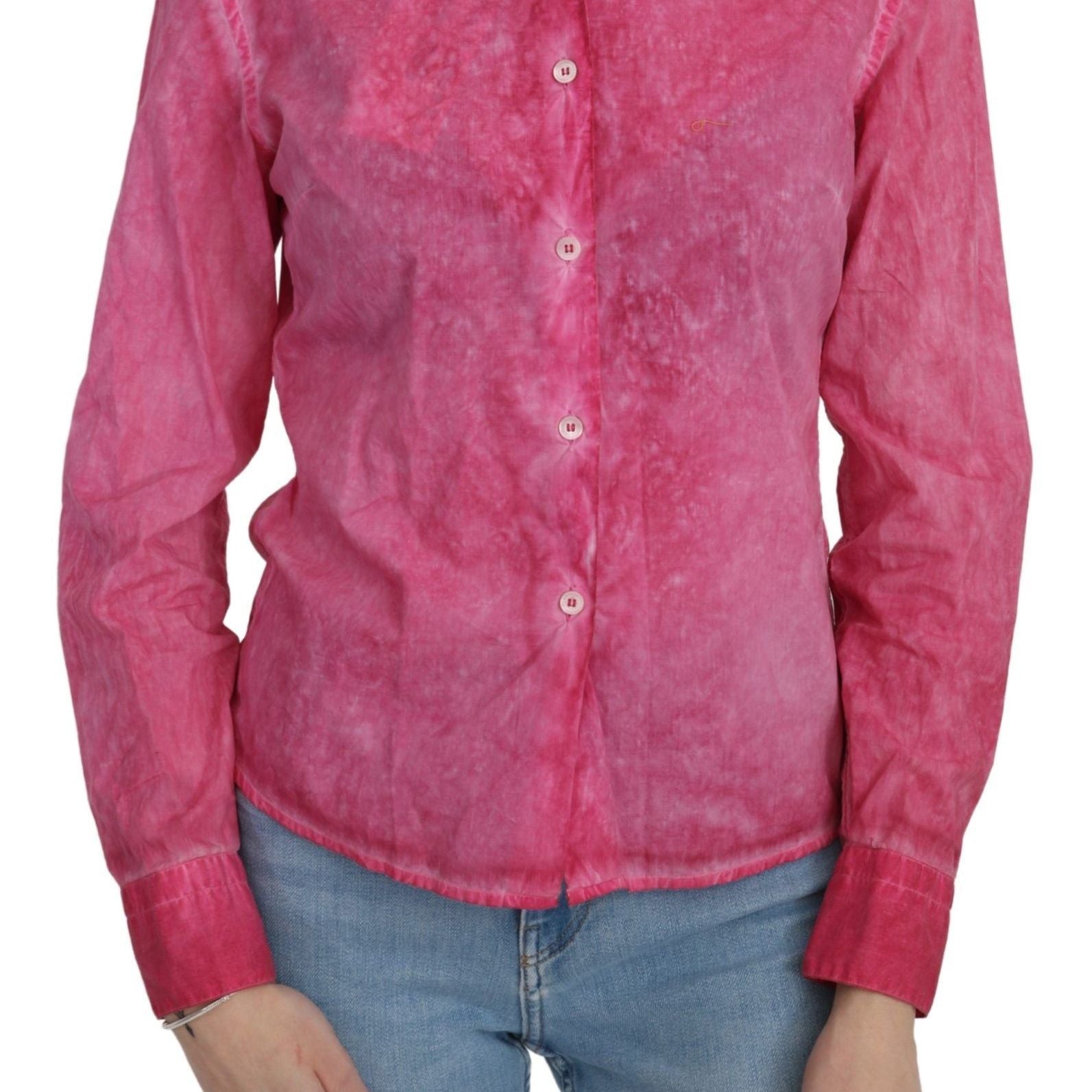 Ermanno Scervino Pink Collared Long Sleeve Shirt Blouse Top