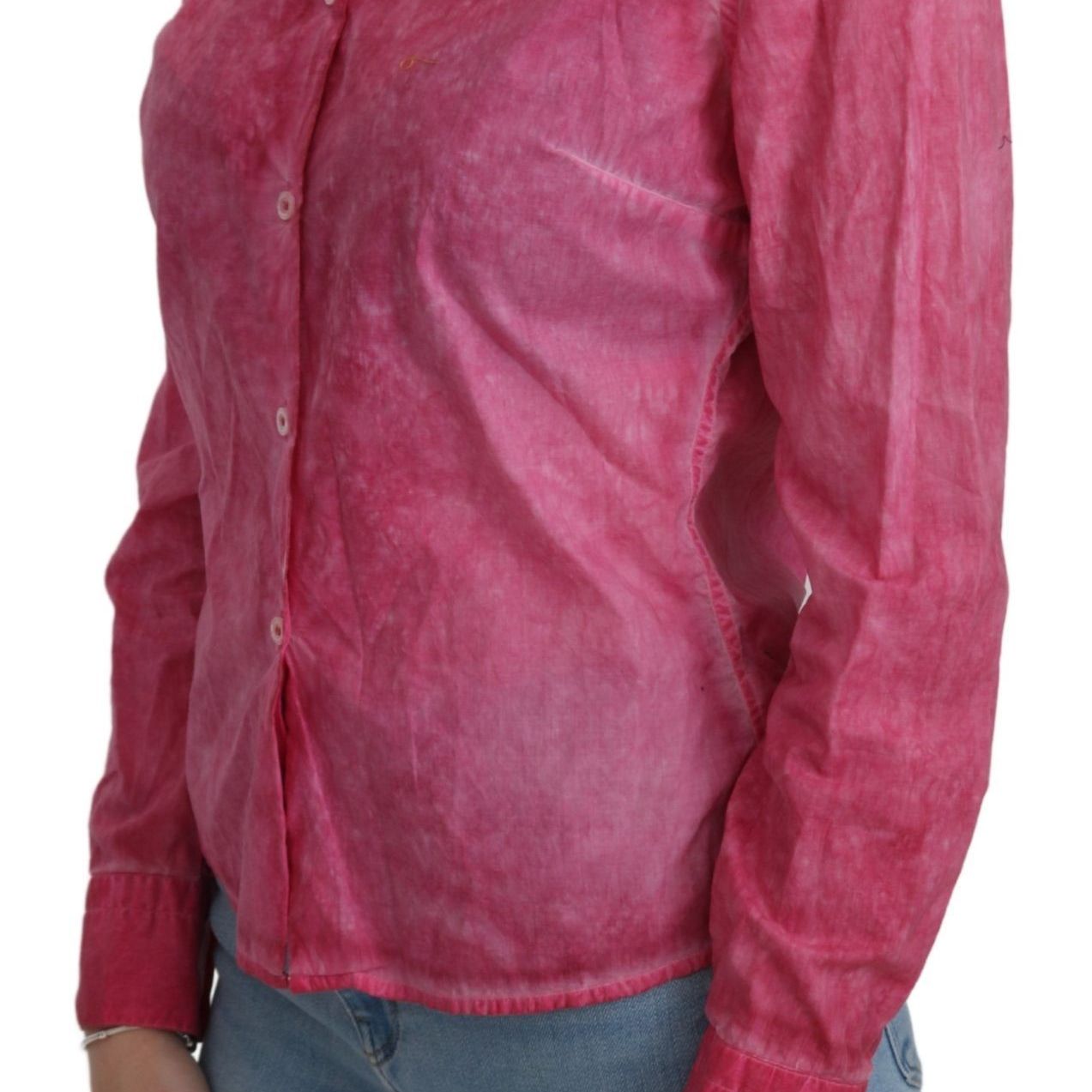 Ermanno Scervino Pink Collared Long Sleeve Shirt Blouse Top