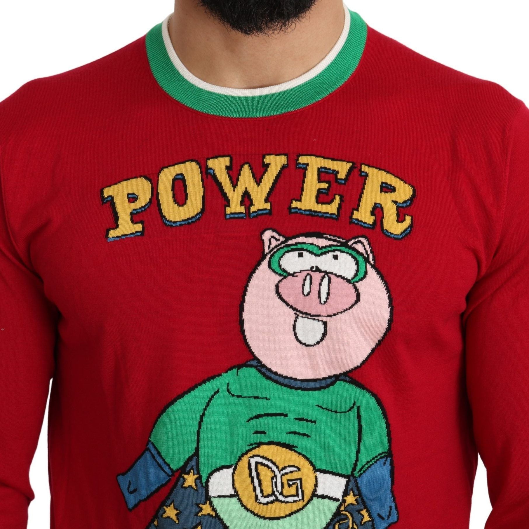 Dolce & Gabbana Red Wool Silk Pig of the Year Sweater