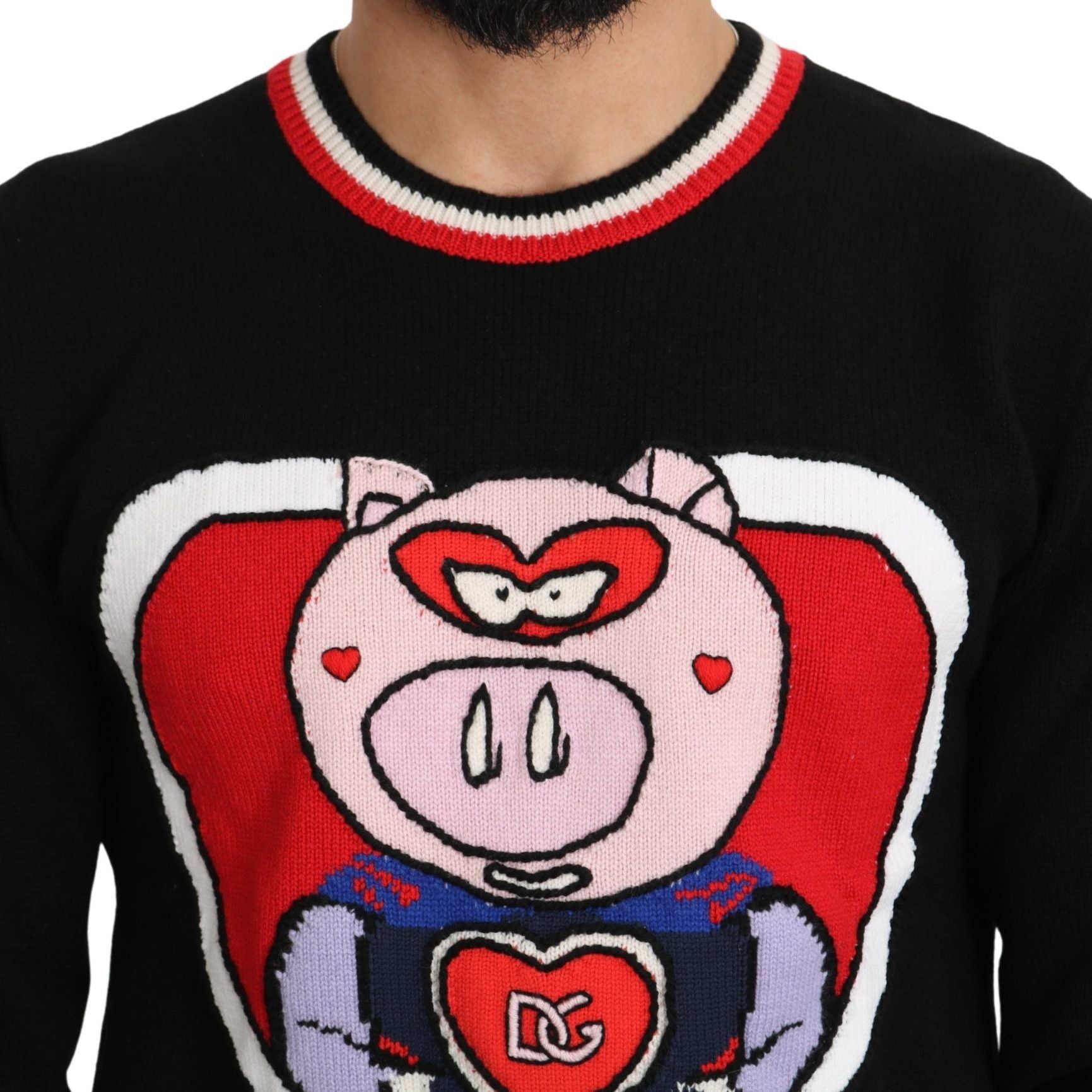 Dolce & Gabbana Black Cashmere Pig of the Year Pullover Sweater