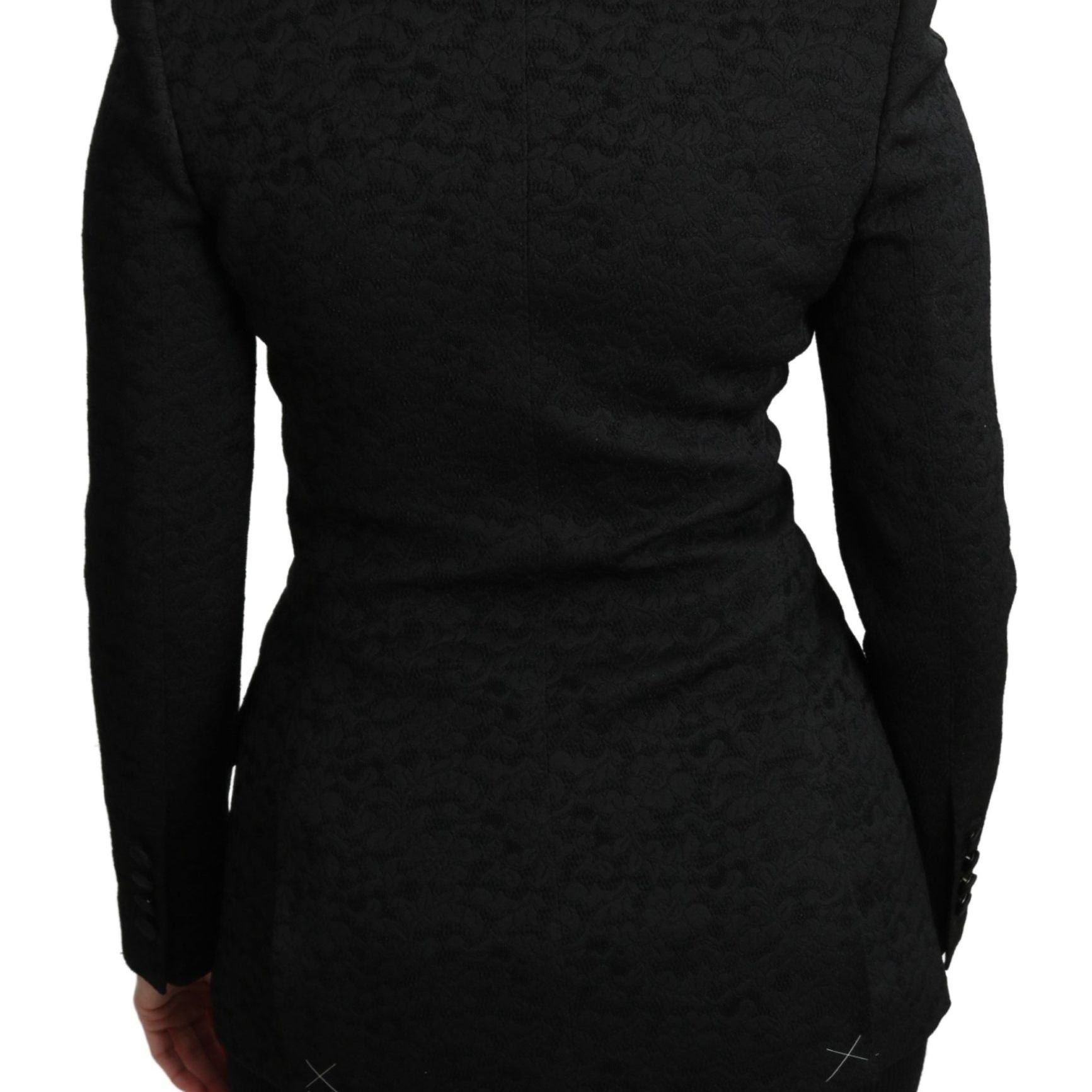 Dolce & Gabbana Black Brocade Single Breasted Blazer Jacket