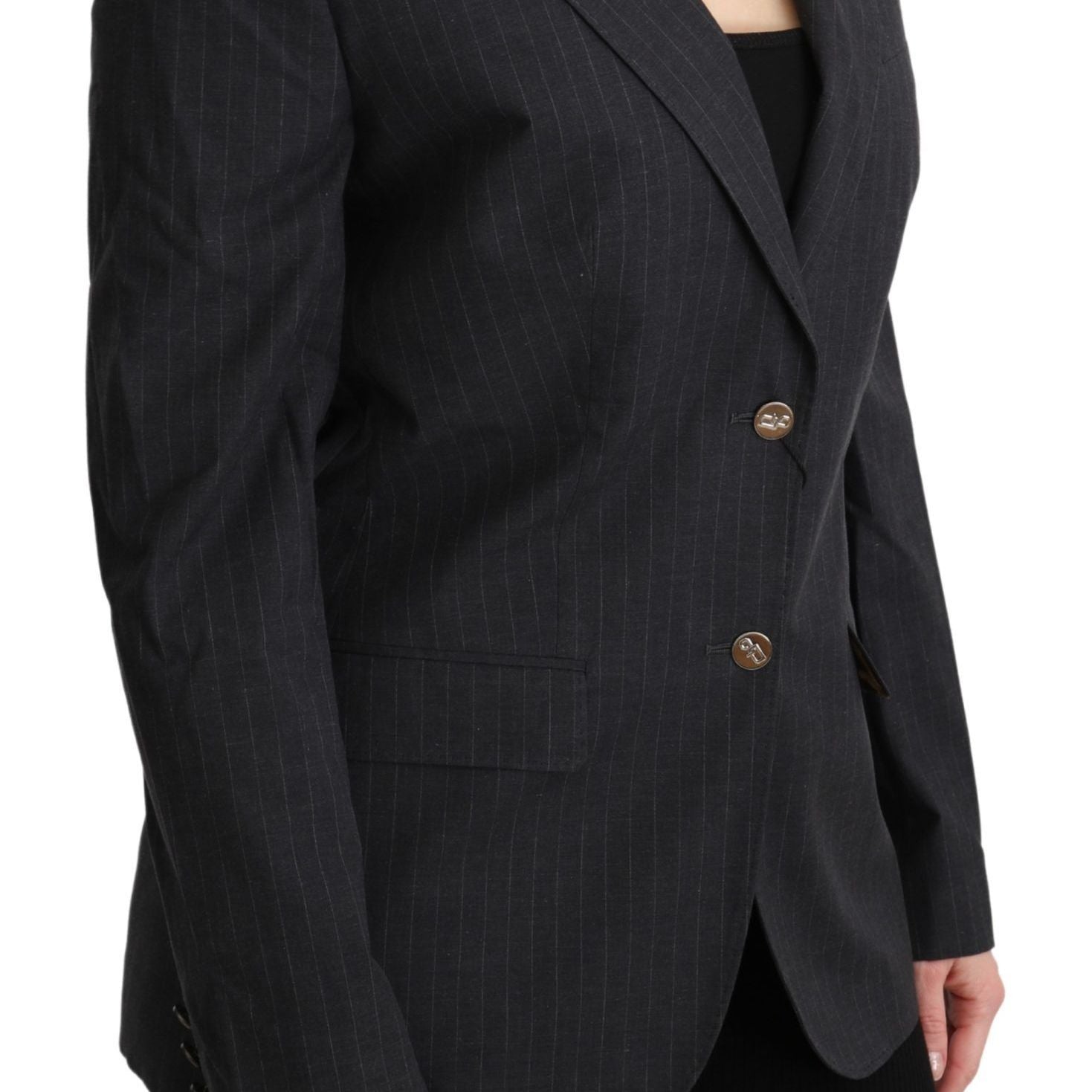 Dolce & Gabbana Gray Single Breasted Blazer Cotton Jacket