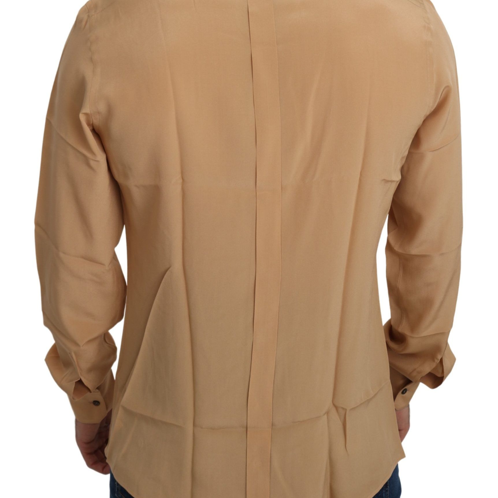 Dolce & Gabbana Yellow 100% Silk GOLD Top Slim Shirt