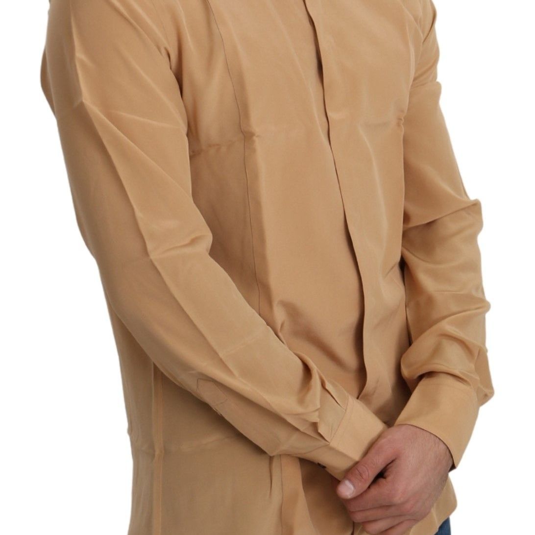 Dolce & Gabbana Elegant Yellow Silk Men's Formal Shirt