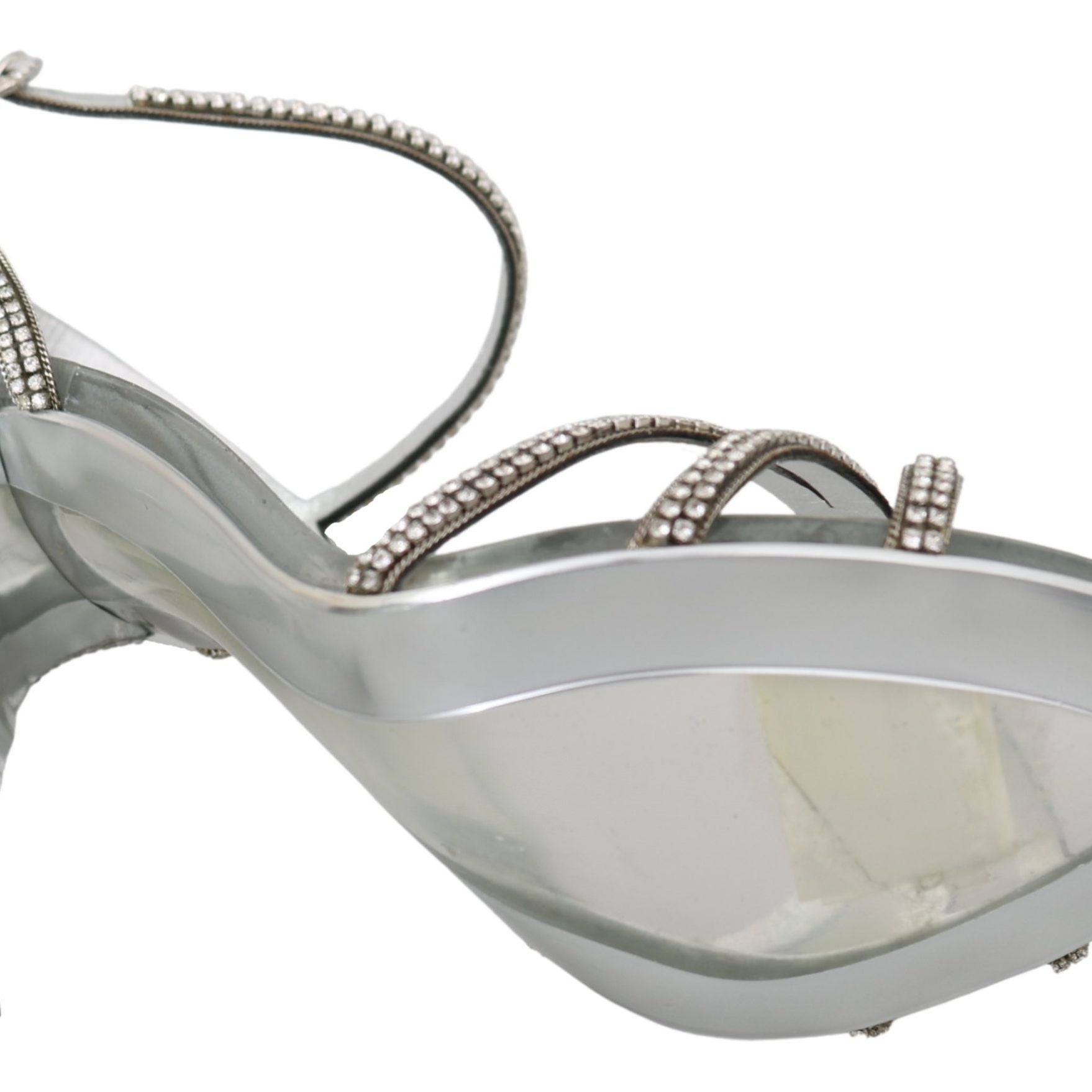 Dolce & Gabbana Silver Crystal Ankle Strap Sandals Shoes