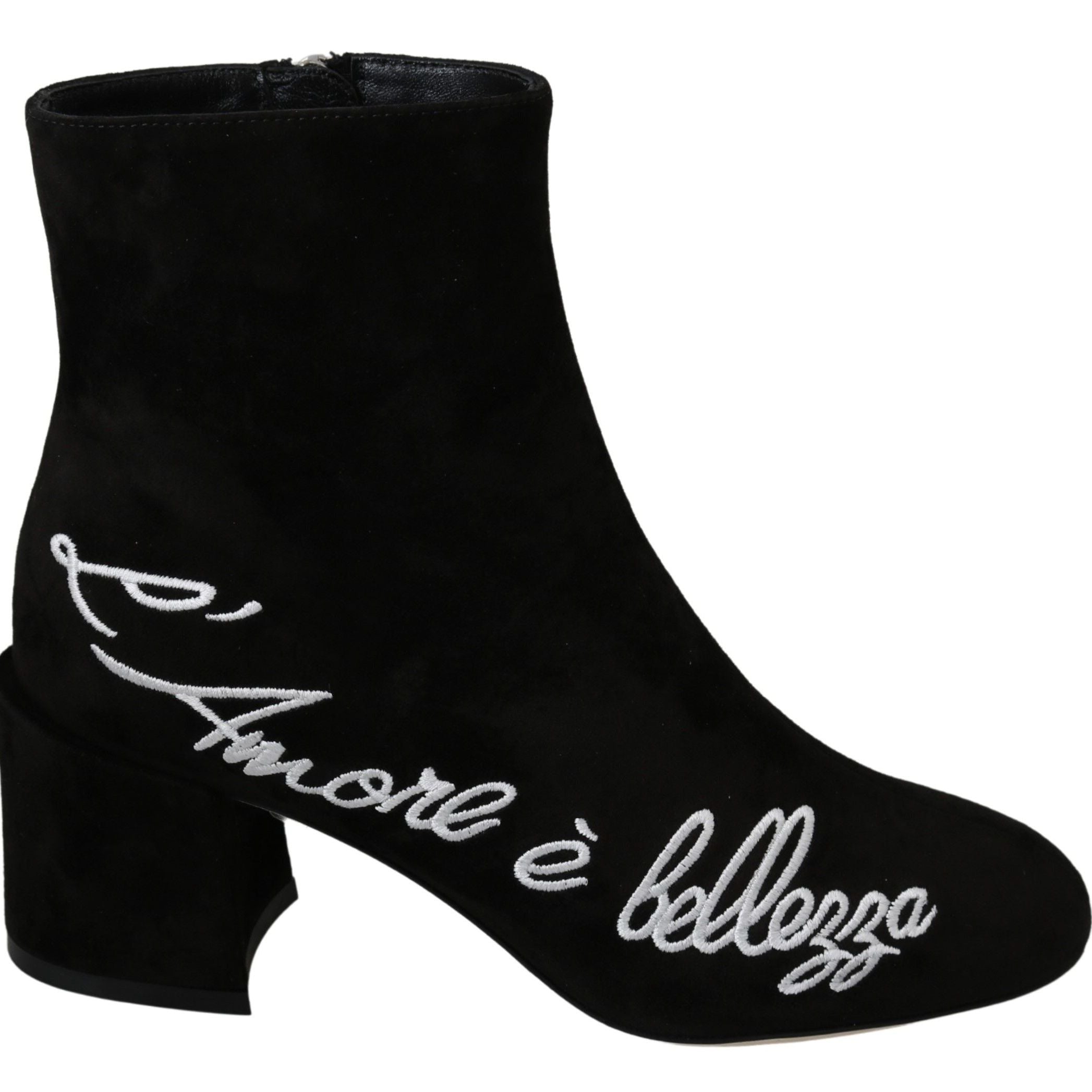 Dolce & Gabbana Black Suede L'Amore E'Bellezza Boots Shoes