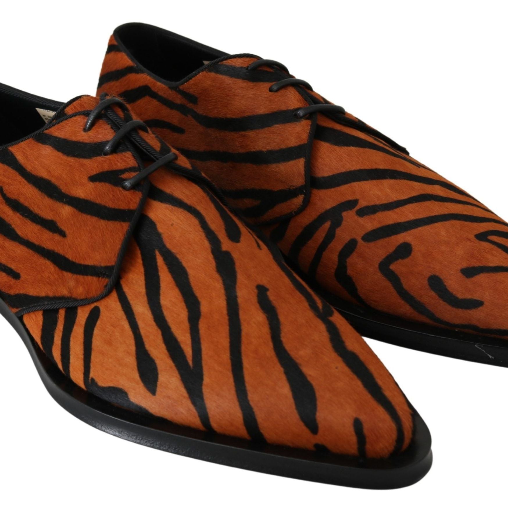 Dolce & Gabbana Orange Pony Hair Formal Dress Broque Shoes