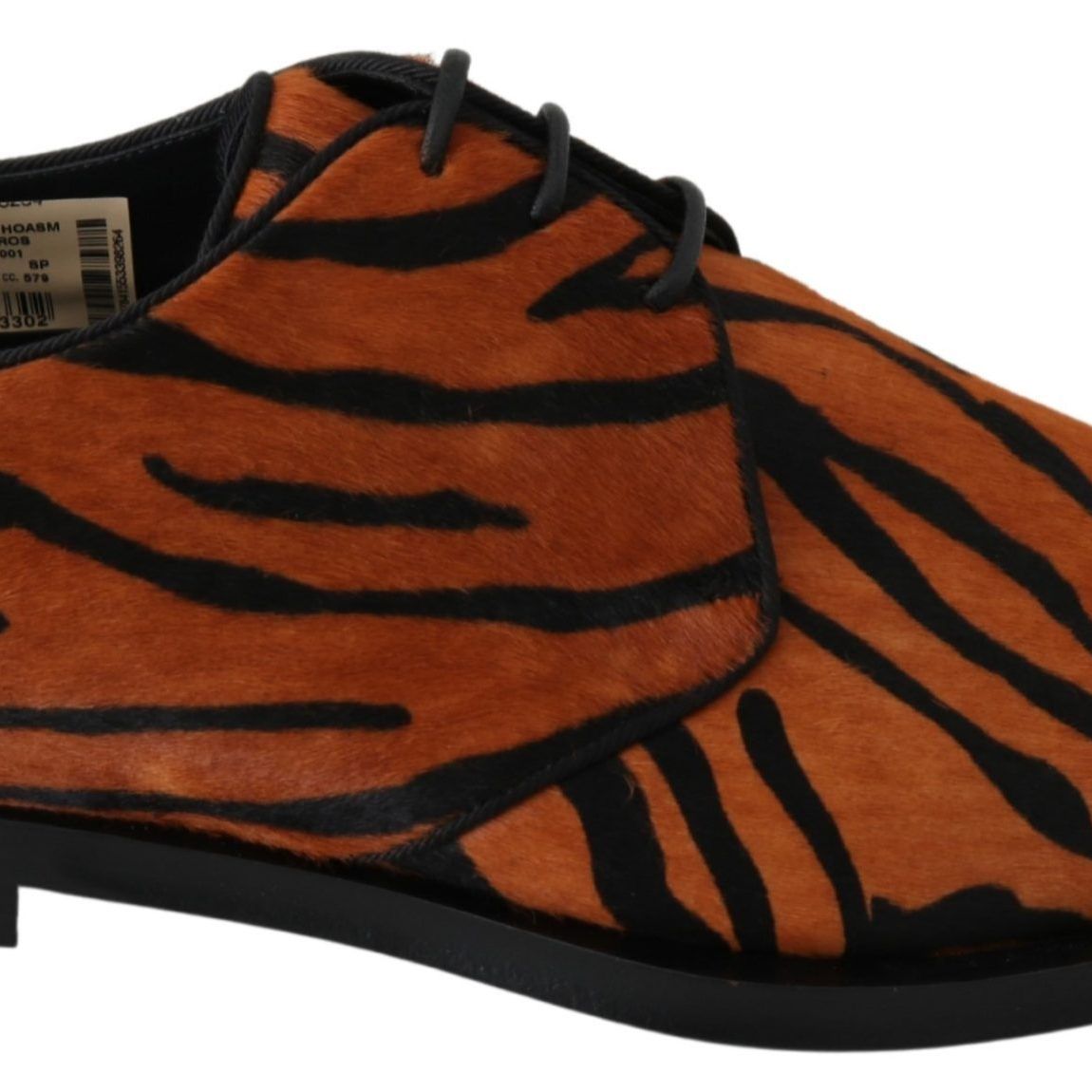 Dolce & Gabbana Orange Pony Hair Formal Dress Broque Shoes
