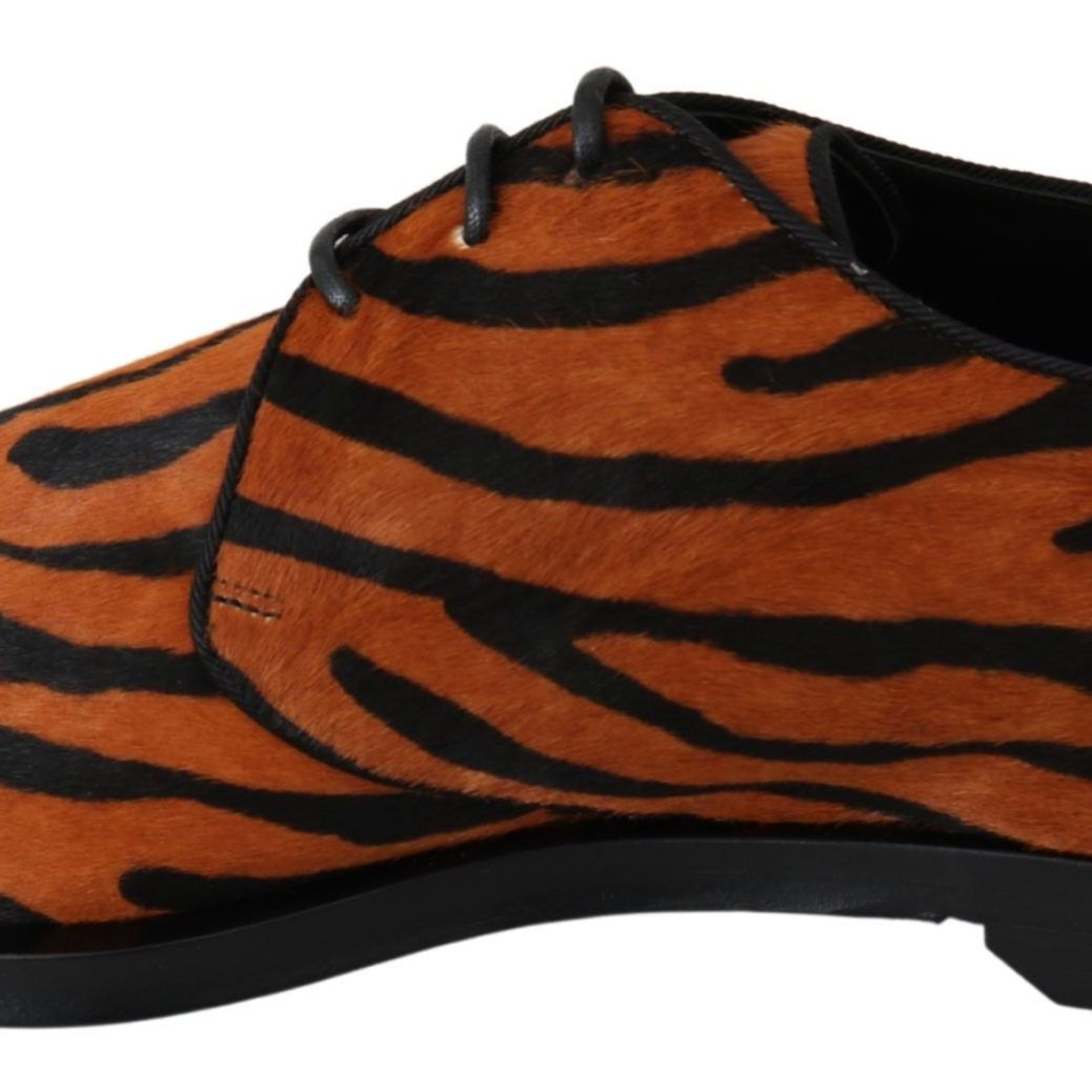 Dolce & Gabbana Orange Pony Hair Formal Dress Broque Shoes