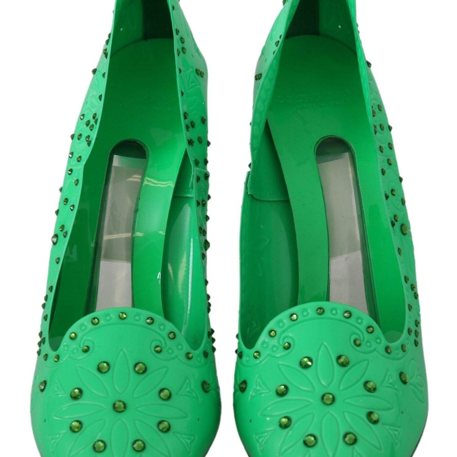 Dolce & Gabbana Green Crystal Floral Heels CINDERELLA Shoes