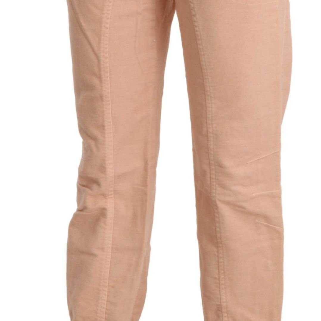 Ermanno Scervino Beige Mid Waist Cropped Cotton Trouser Pants