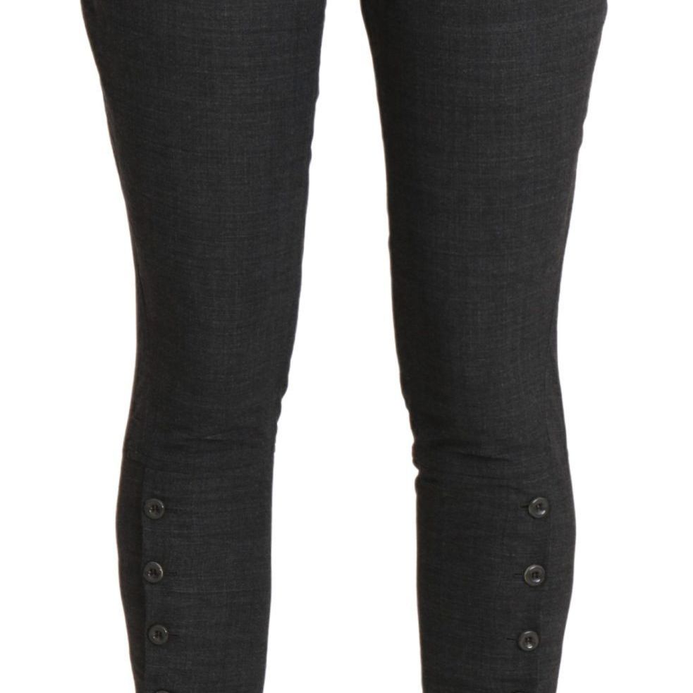 Ermanno Scervino Gray High Waist Capri Cropped Cotton Pants