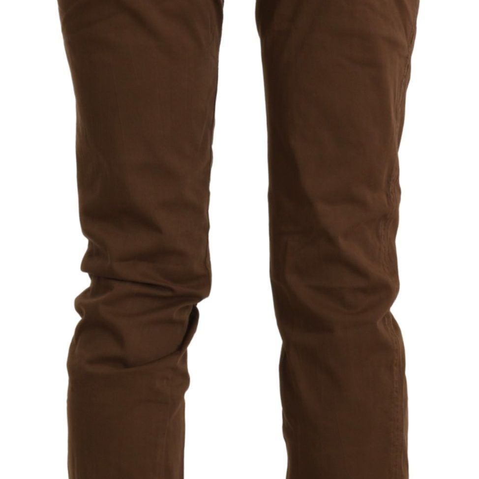 Ermanno Scervino Brown High Waist Skinny Trouser Cotton Pants