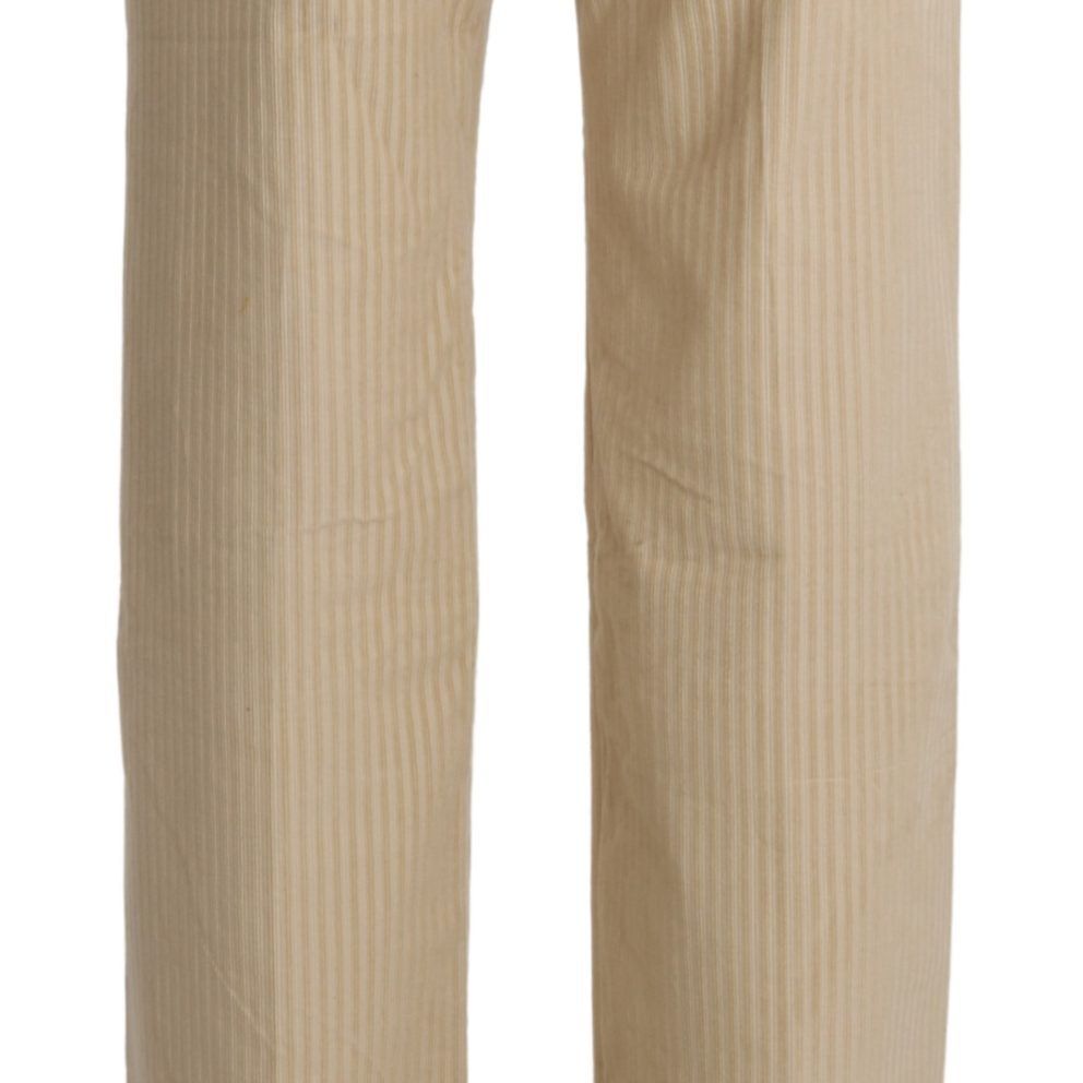 Ermanno Scervino Beige High Waist Flared Wide Leg Trouser Pants