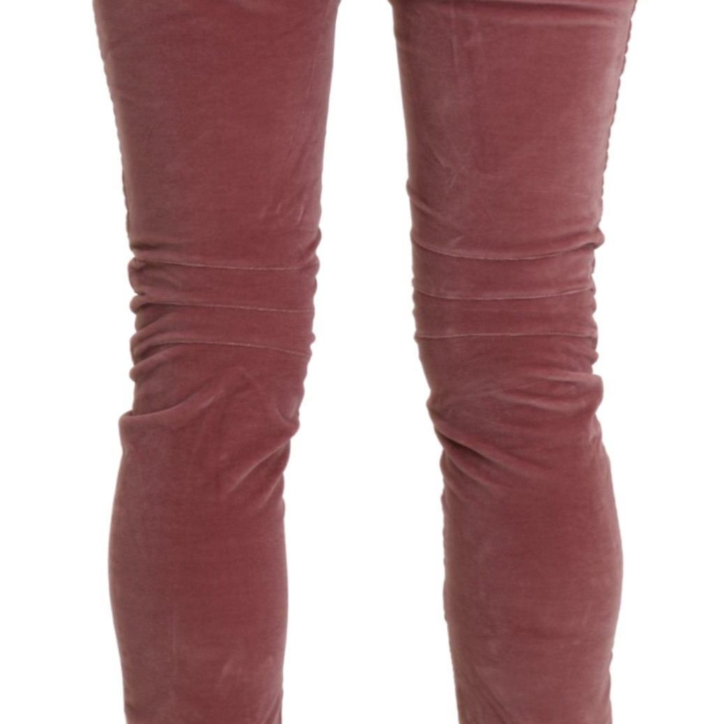 Ermanno Scervino Red Mid Waist Skinny Cotton Pants