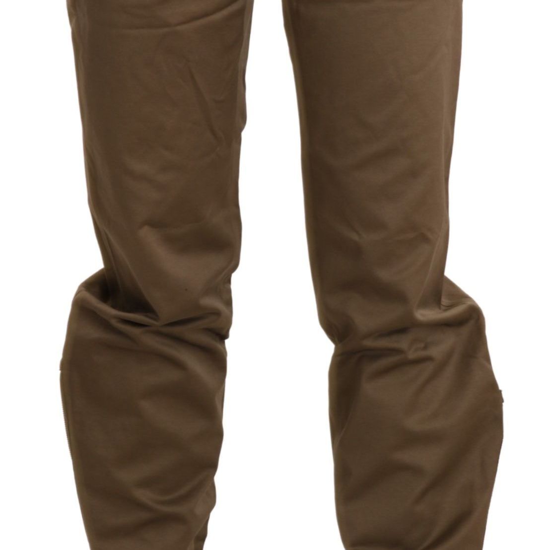 Ermanno Scervino Brown Mid Waist Straight Cotton Pants