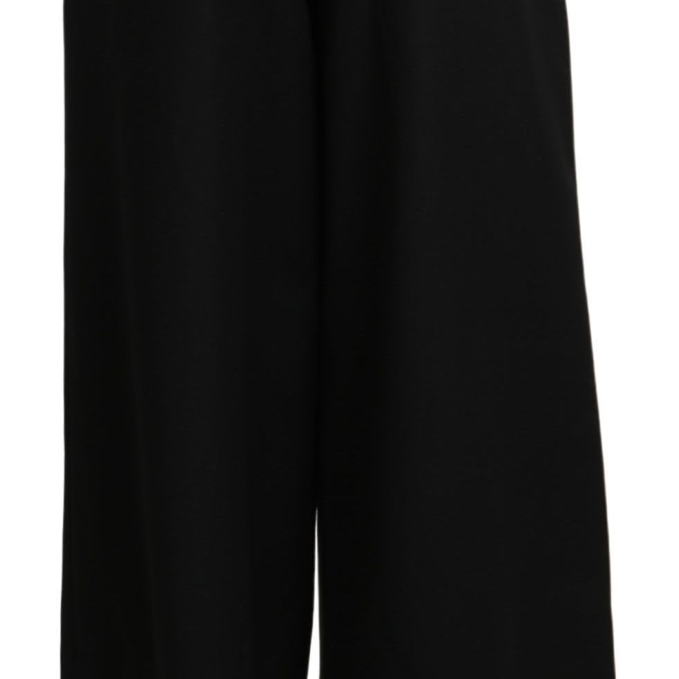Dolce & Gabbana Black Wide Wool Leg Cropped Trouser Pant