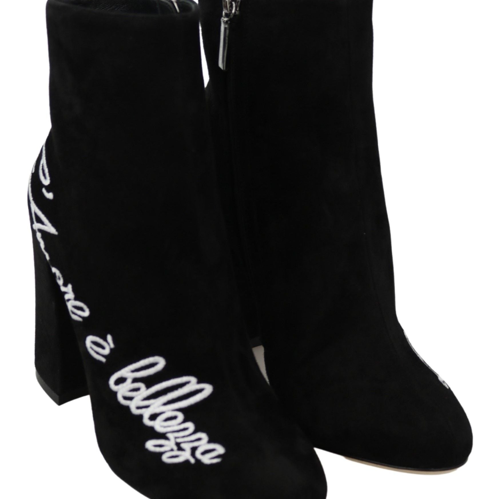 Dolce & Gabbana Black Suede L'Amore E'Bellezza Boots Shoes