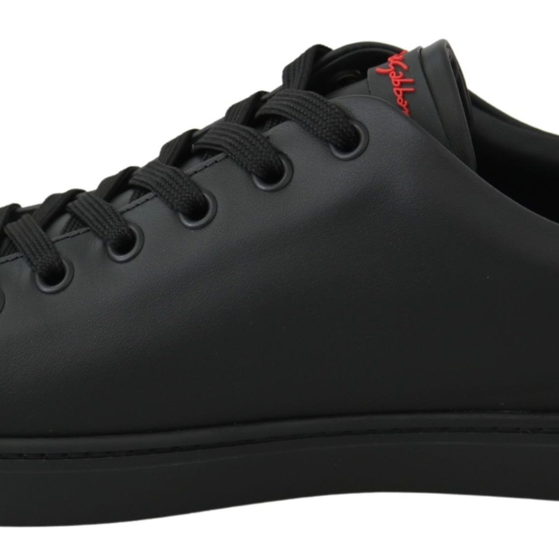 Dolce & Gabbana Black Leather Love Heart Sneakers Womens Shoes