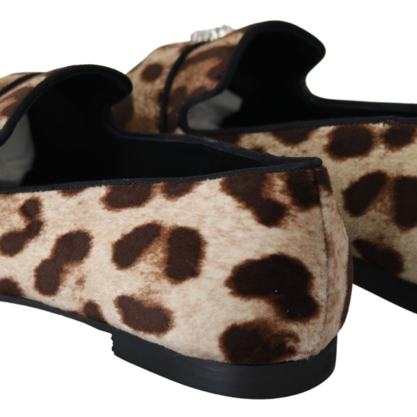 Dolce & Gabbana Brown Leopard Print Crystals Loafers Flats Shoes