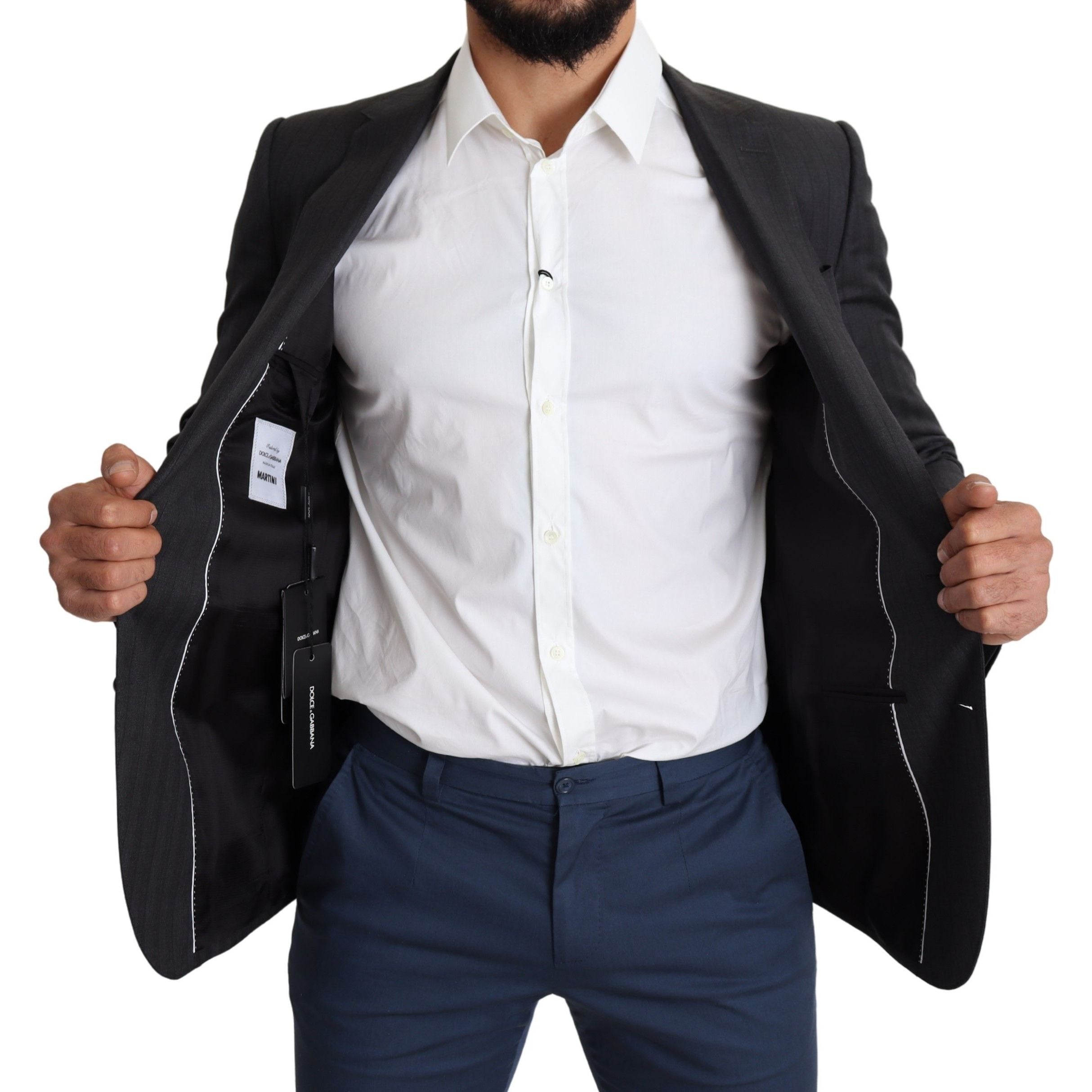 Dolce & Gabbana Black Wool Single Breasted Coat MARTINI Blazer